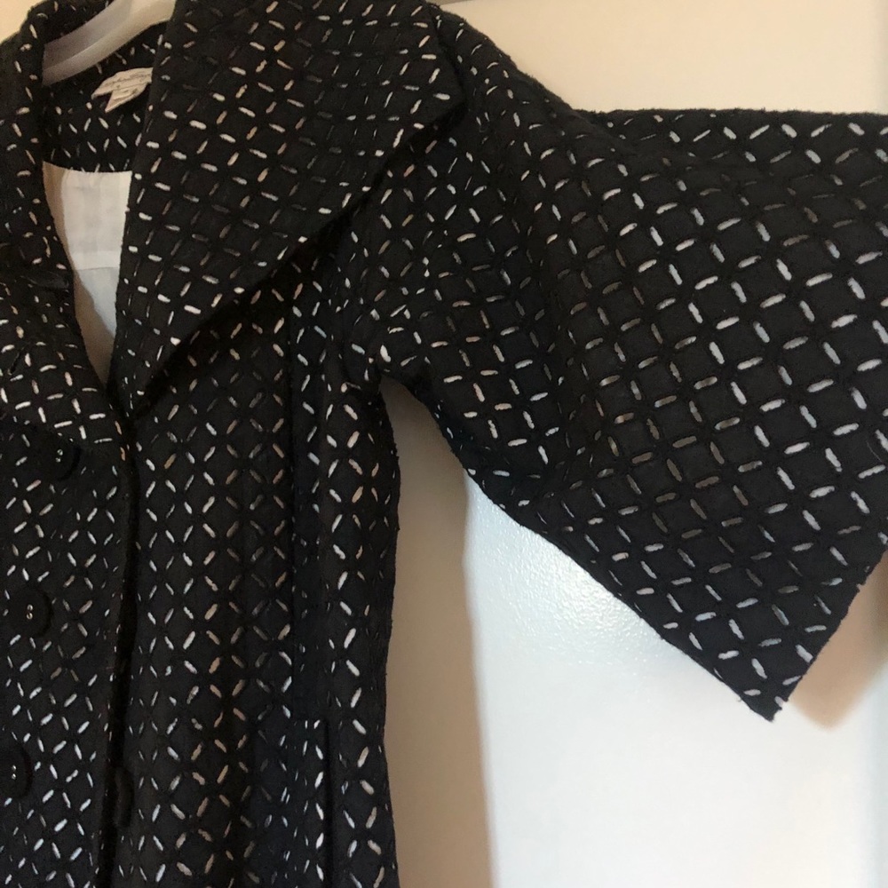 Navy Embroidered Eyelet pea coat - Picture 2 of 8